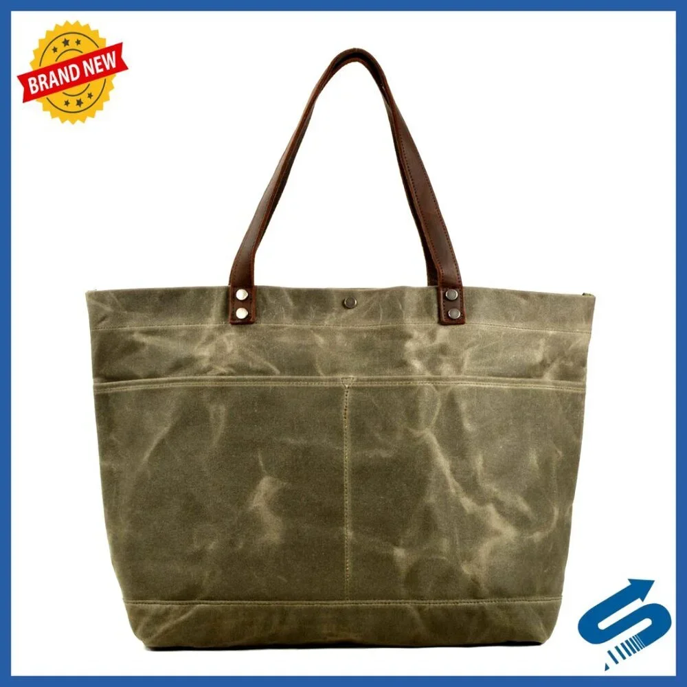 Waxed Canvas Travel Tote Bag Extra Large Carryall Shoulder Bag Durable